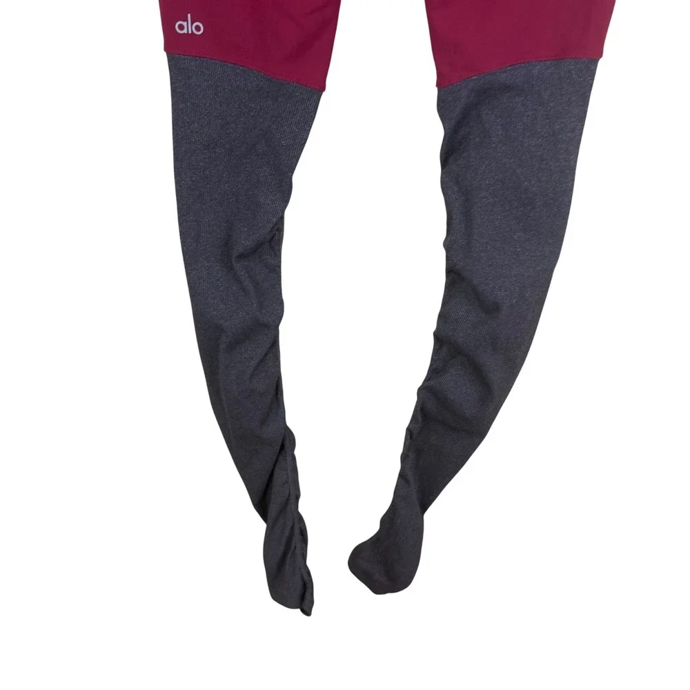 Alo Yoga Goddess Leggings Women Small Burgundy Charcoal‎ Grey Stirrup Activewear